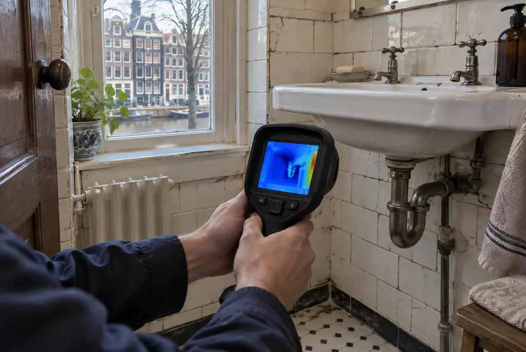 Lekdetectie Oss – badkamer met oude leidingen achter de tegels