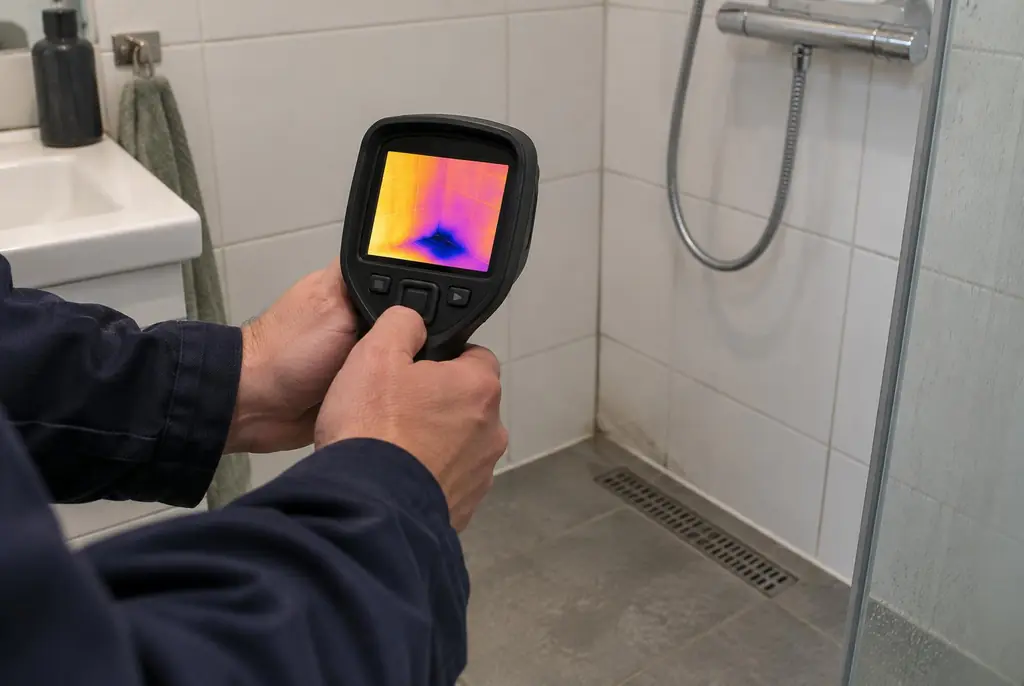 Lekdetectie Oss – lekdetectiespecialist met warmtebeeldcamera in een badkamer