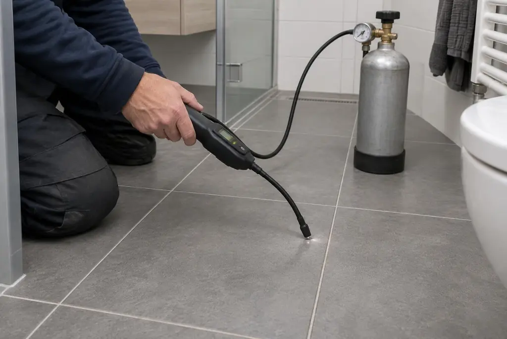 Lekdetectie Oss – technicus spoort met tracergas een lekkage op in de vloer